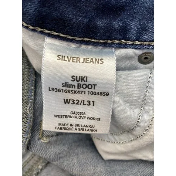 Silver Suki Slim Bootcut Jeans W32/L31 Stretch - Picture 7 of 12